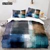 Streifen Bettbezug Set Polyester Grün Blau Schwarz Gestreift Kariert Patchwork Druck Steppdecke König Größe Weich Einzelbettwäsche Set für Teenager