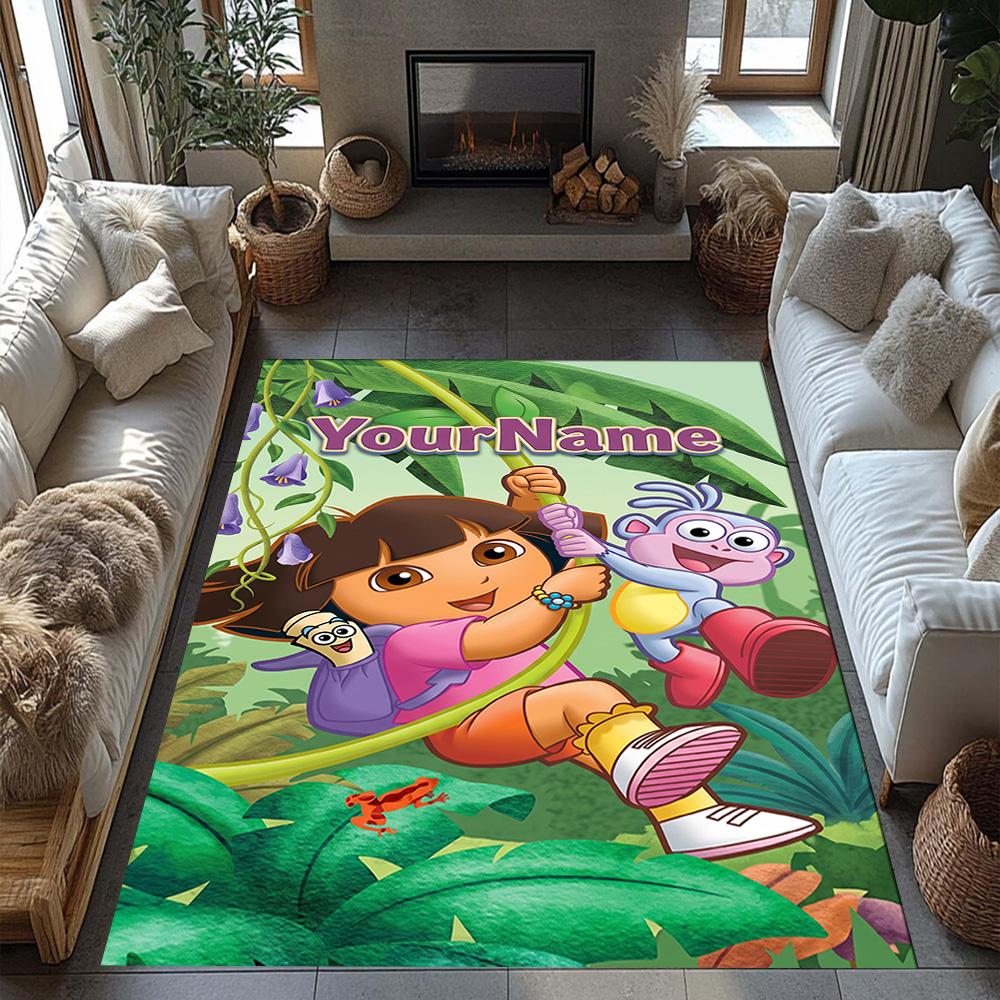 Dora Explorer Personalized Text Floor Rug Office Rug Design for Game Room Decorate room Playrooms Balcony Antislip Carpet Office home decor