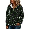Women's Fashion Hooded Button Front Halloween Print Sweatshirt