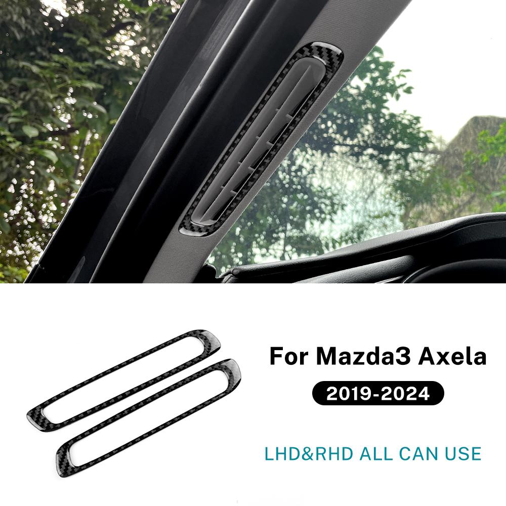 Echter Weicher Karbonfaser-Aufkleber für Mazda 3 Axela 2019 2020 2025 2025 2025 2025 2025 LHD RHD Auto A-Säule Luftauslass Zubehör