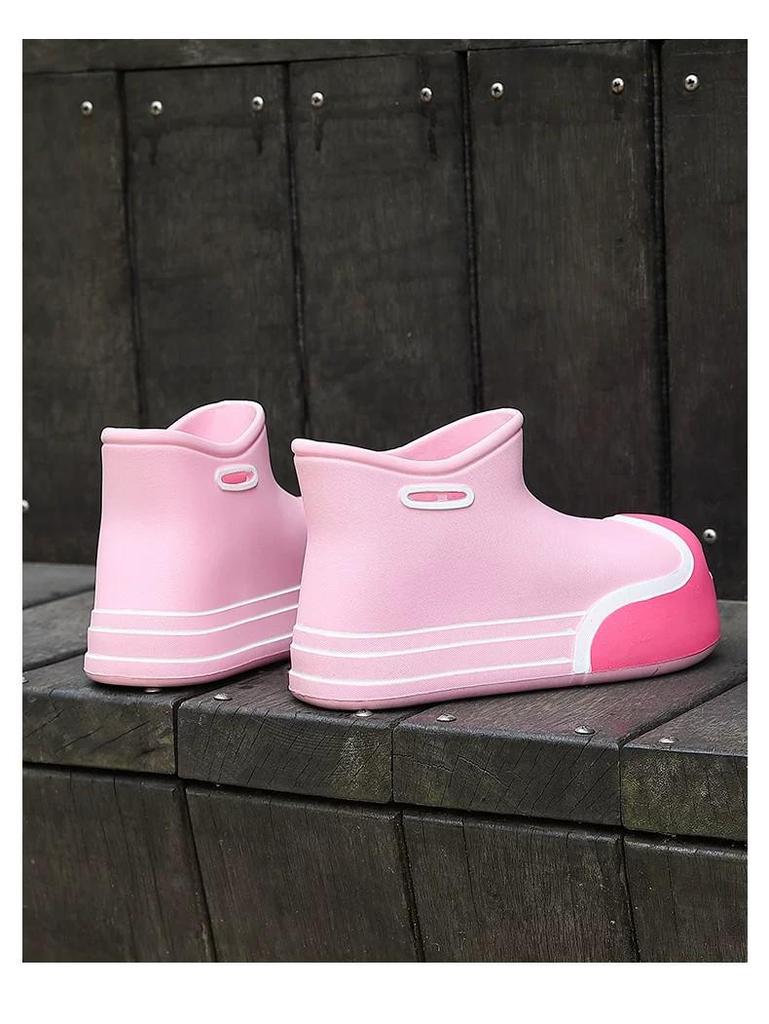 Trendy Waterproof Retro Dad Style Ankle Rain Boots - Non-Slip, Wear-Resistant, All-Season High-Top Footwear