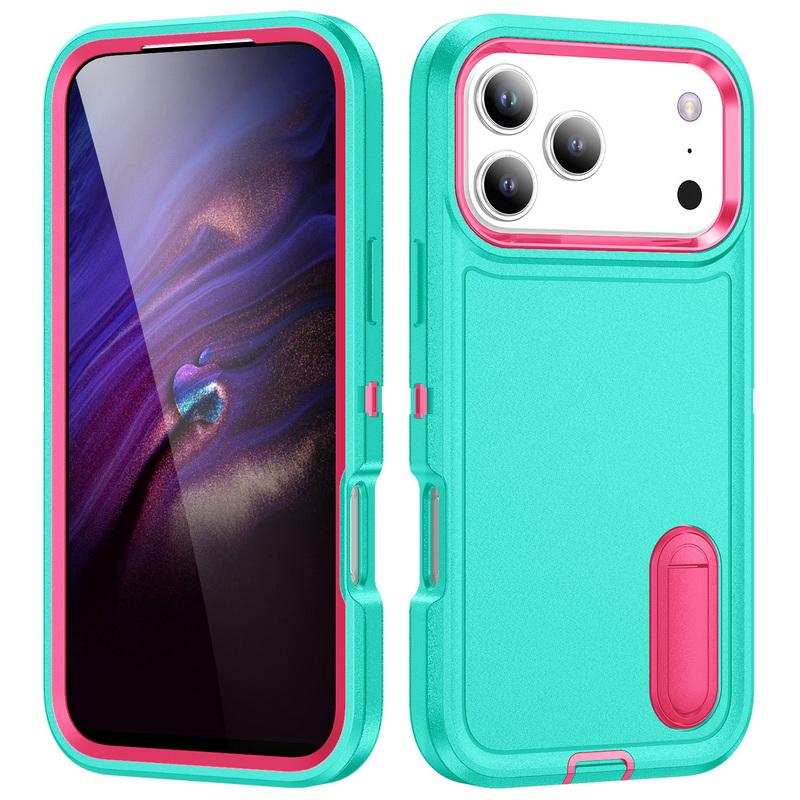 For iPhone 17 Pro Max Case Rugged Bumper Hybrid 3in1 Candy Color Shockproof Phone Stand Cover For iPhone 16 15 14 13 Pro Max 17e 16e