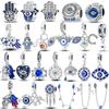 Passend für Originalarmband Kupfer Blaue Serie Teufelsauge Handflächenanhänger Charms Perle Plata Für Frauen DIY Geschenk