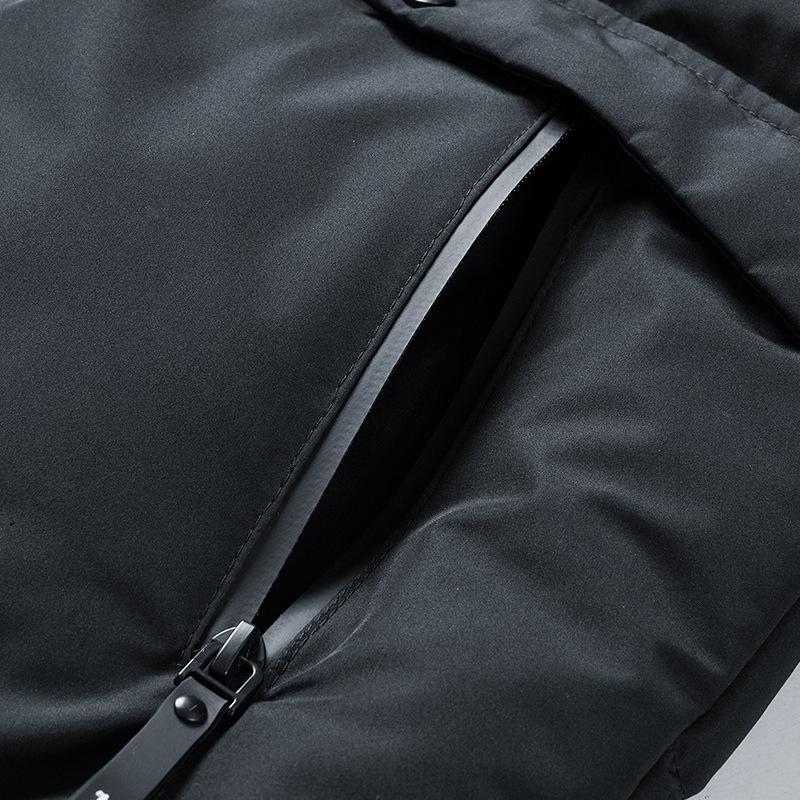 Pánský stojatý límec podzim a zima zesílený teplý ležérní kabát s kapucí bavlněné bundy