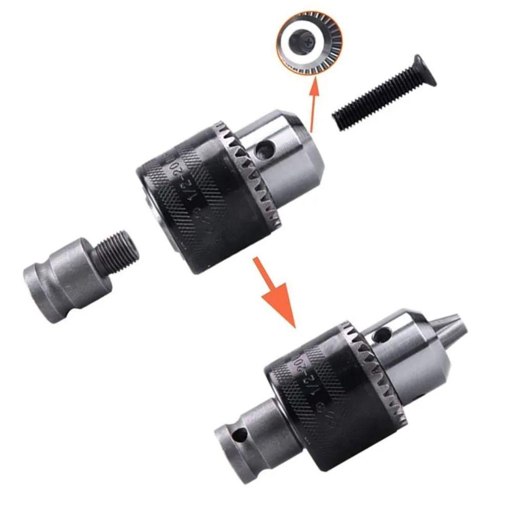 1 Set mit Bohrfutterspannschlüssel-Aufnahme Schlagbohrschrauber-Bits 1,5-13mm Bohrfutter-Umrüstadapter Langlebiges Bohrfutter