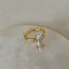 Niche Light Luxury Pearl Zircon Gold Open Ring Collection Female Simple Elegant Fashion Versatile Ring Ring