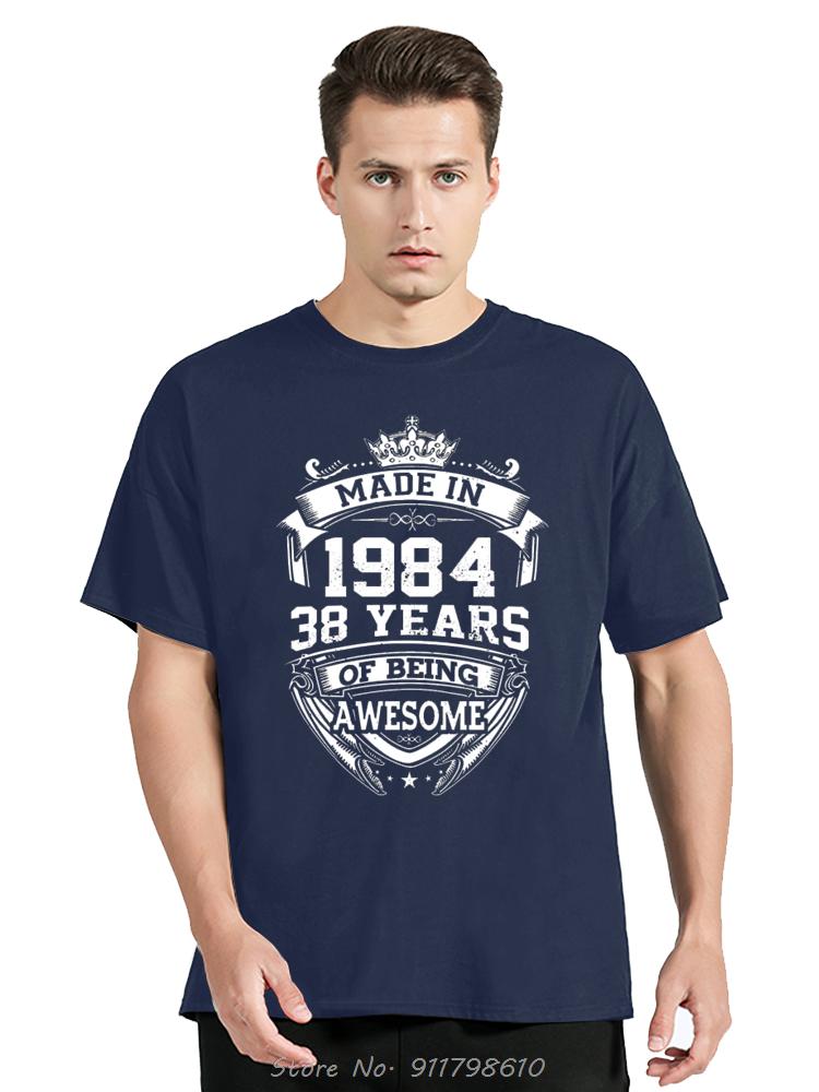 Vintage 1984 Birthday Cotton T Shirt for Oversized Short Sleeve Clothing Retro T-shirt Born In 1984 Clothes for Men Tops Tee