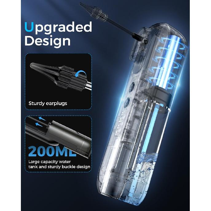 

Набор для удаления ушной серы для взрослых – Электрический очиститель ушей с 4 режимами давления и 10 многоразовыми насадками, Безопасное и водостойкое промывание ушей, USB-перезаряжаемый