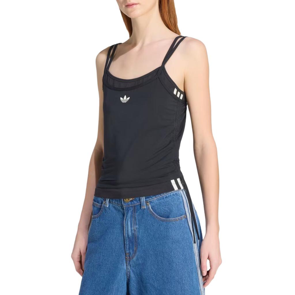 adidas Originals Seitenkordelzug Schlanke Passform Doppellagiges Tanktop Damen Oberteile KW4524
