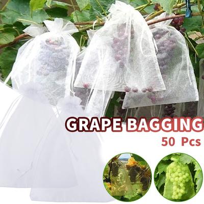 50pcs Fruit Protection Bags Anti-Bird Mesh Bags Grape Insect Proof Bag Garden Netting Strawberry Bags Transparent Mesh Bag