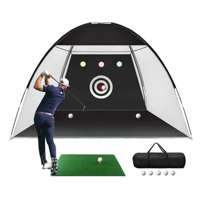 Rete pratica golf - Divit GN1 - Gabbia 304×183×213 cm - Tappeto erba sintetica - Nero