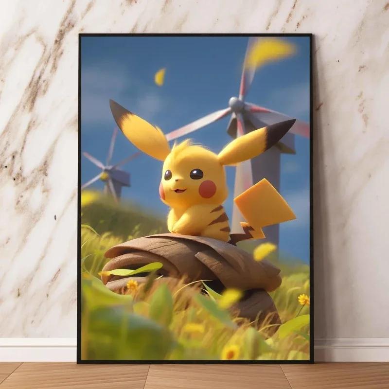 Pikachu Canvas Prints Cute Anime Poster Decor Paintings Modern Living Room Cartoon Character Picture Wall Decor Gifts