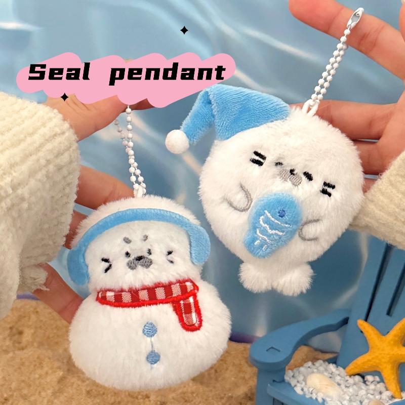 Plush Seal Keychain Cartoon Animal Doll Bag Pendant Cute Sea Lion for Kids Birthday Party Gifts