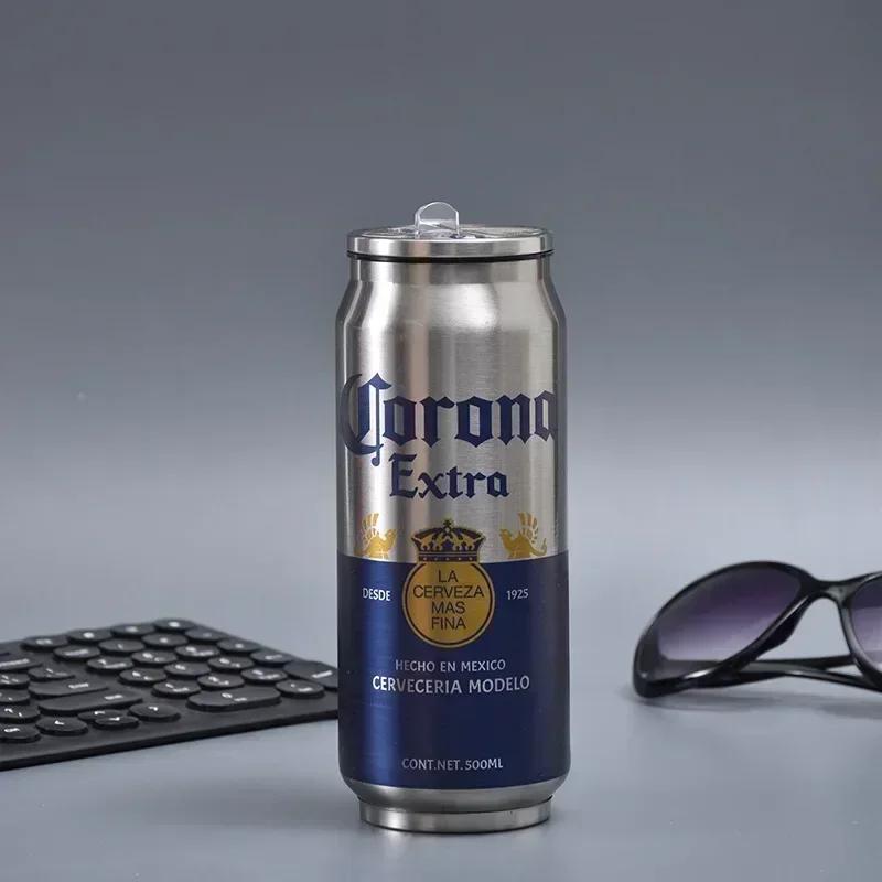 500ML Termoska se slámkou Cola plechovka Termoska na kávu Pivní láhev 304 Nerezová ocel BEER Cold Keeper Nádoba na pití Garrafa Térmica