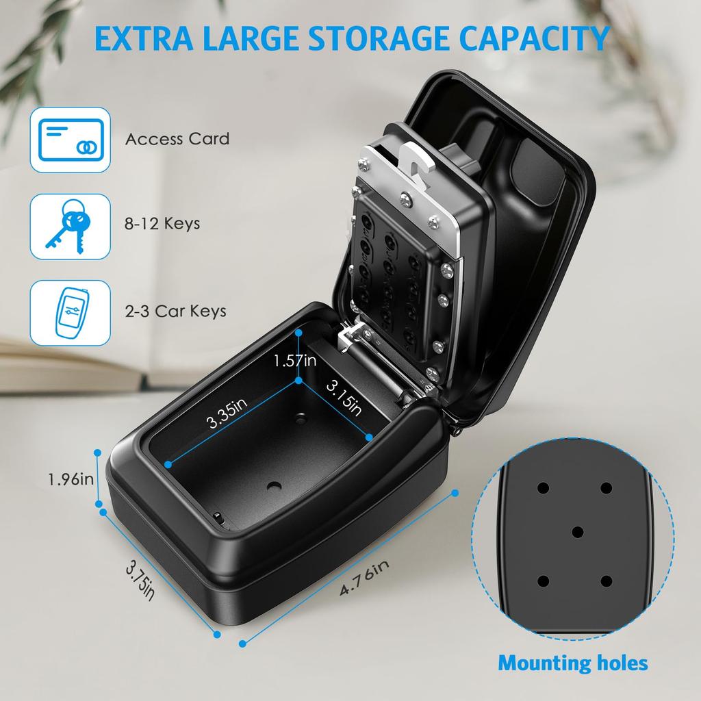 Security Key Box Wall Hanging Key Storage Box Padlock Lock Pocket Dial Lock Button Type Small Items Key Storage Key Management Key Storage Seal