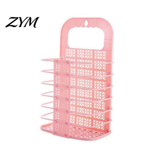 Foldable Hanging Hamper Laundry Basket, Breathable Hollow Design, Wall Mounted Portable Dirty Clothes Bag Space Saving Organizer, for Bathroom