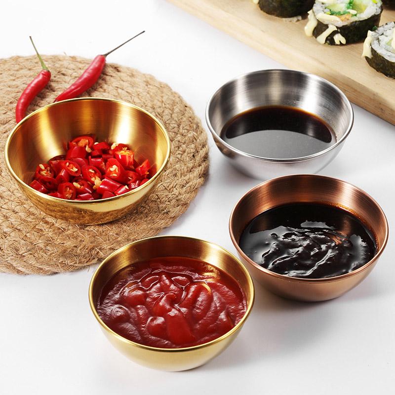 Sauce Dishes Dish Bowls Stainless Steel Dipping Seasoning Soy Plates Plate Bowl Cups Serving Appetizer Pinch Dessert Tray Metal