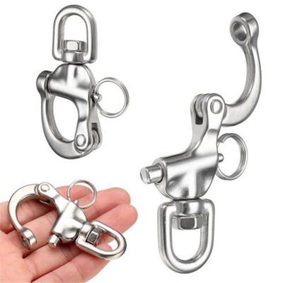 Gancho de Para-lama de Aço Inoxidável - Manilha de Mola Rotativa 360° Para Iate de Navegação Vela, Acessórios de Ferragens Polidas para Barco (7cm)