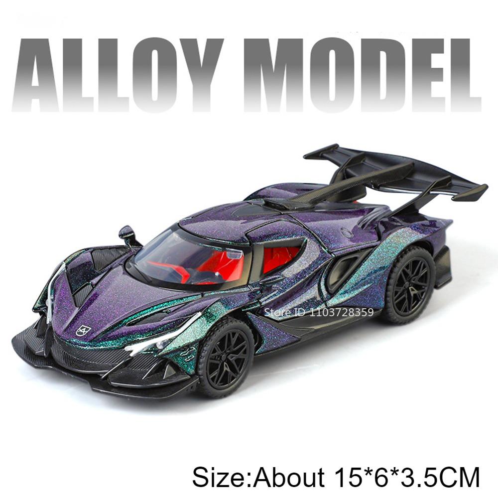 1:32 Apollo EVO IE Model Toy Car Exquisite Interior Doors Opened Diecast Metal Pull Back Toys Cars Sound Light Presents for Boys