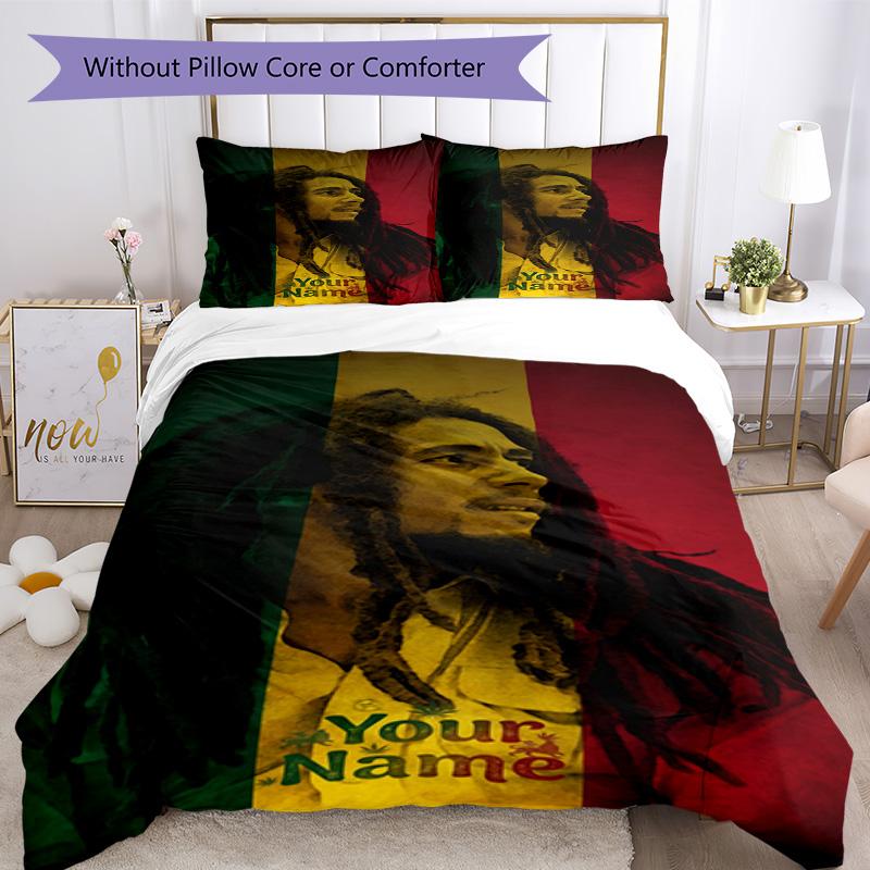 Bob Marley Customize Your Name Duvet Cover Set Suitable for Decorate room Machine Washable Bedroom Decor Gift for Festivals