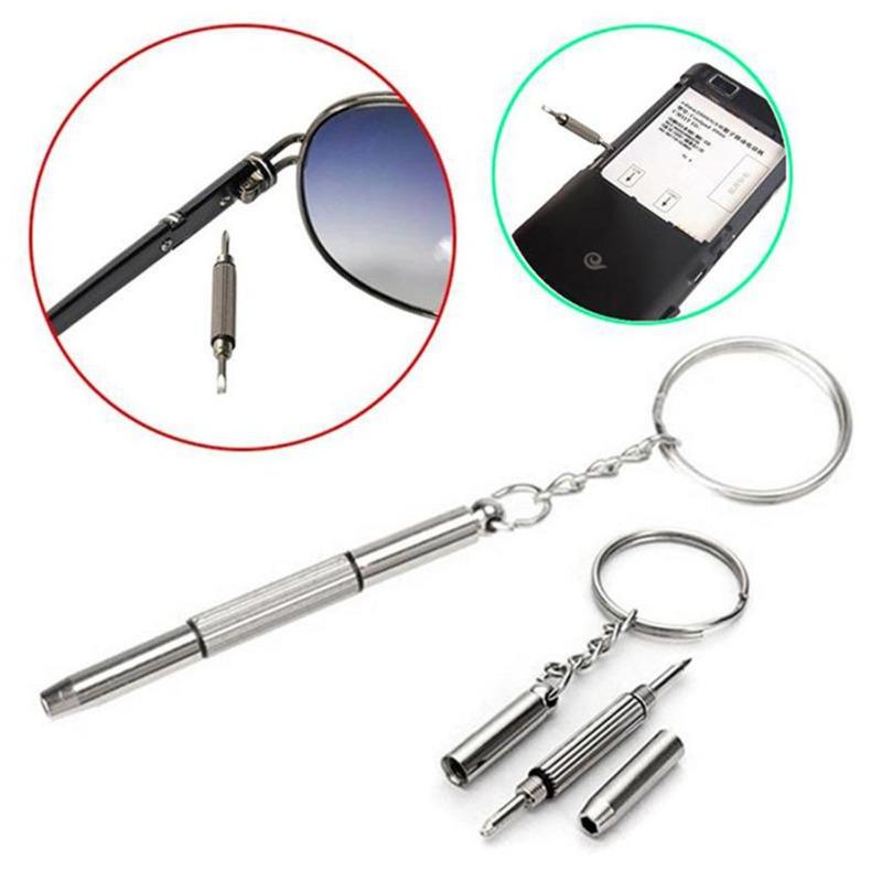 Portable 3-in-1 Eyeglass & Watch Repair Kit: Mini Screwdriver Set with Keychain for Glasses & Sunglasses