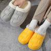 Winter Plush Slippers Warm Thick Sole Women Furry Slippers Ligth Eva Waterproof Outdoor Cotton Shoes Couple Home Slides A-black Plus