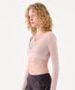 Podeowedeo Deep V-Neck Ribbed T-Shirt (Light Pink)
