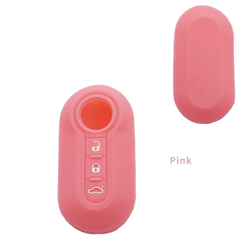 Xinyuexin 3 Buttons Silicone Car Key Case Cover for Fiat 500 Flip Folding Remote Key Shell for Fiat Punto Panda Car Accessories