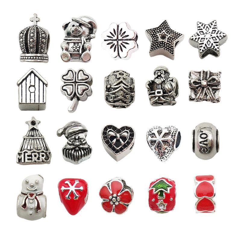 Handmade 66-Piece Children's Silver Christmas Bracelet & Bead Gift Set