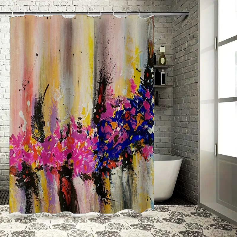 

Abstract Floral Shower Curtain With Vibrant Colors Modern Bathroom Decor For Home Decoration Available In Various Sizes On Aliex W60H190(CM)-1 Pcs