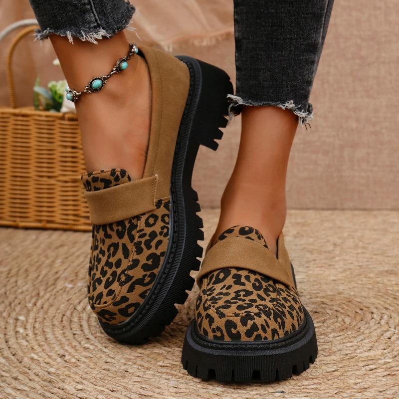 Fashion New Thick-soled Sexy Large-size Walking Shoes Spring/autumn Round Leopard Print Comfortable Casual Sneakers for Women