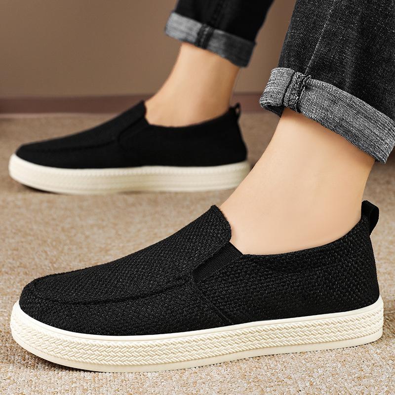Old Beijing cloth shoes men's summer casual shoes driving shoes walking with one pedal breathable soft sole not tired feet men's shoes