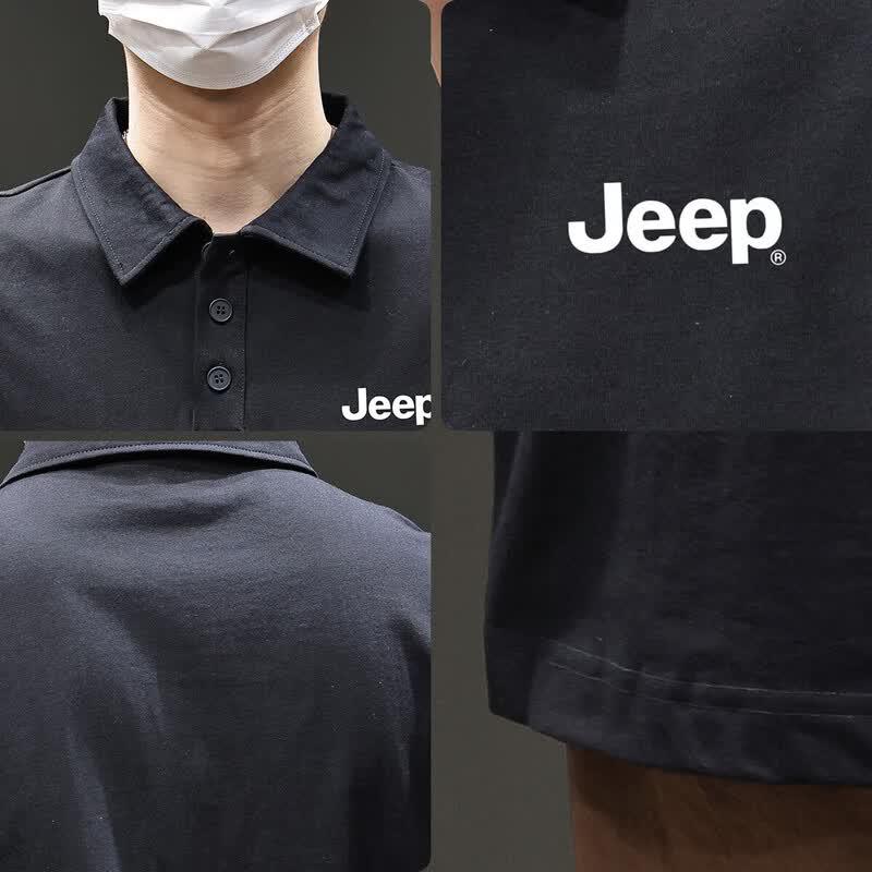 Jeep Men's Casual Pure Cotton Short Sleeve Polo Shirt