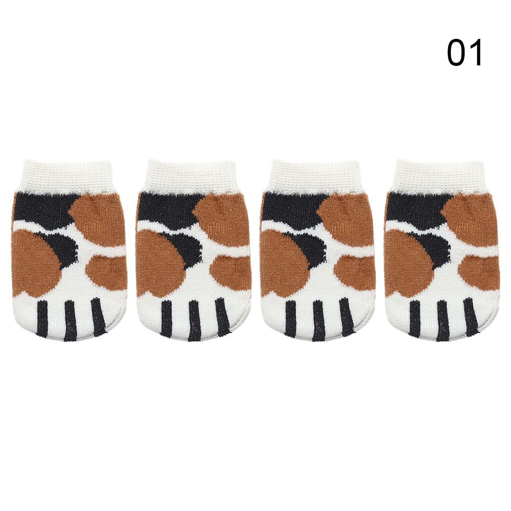 4Pcs Cartoon Table Foot Socks Chair Leg Covers Floor Protectors Non-Slip Knitting Socks For Furniture Cartoon Home Decor