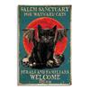 Classico Santuario Salem per Gatti Randagi, Gatti Randagi e Famigli Gatto Cartello Metallico Retrò Lattina Segno Vintage per Casa Caffè Parete Decorazione