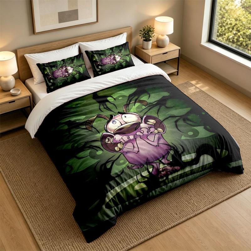 3Pcs Bedding SetCourage the Cowardly Dog Soft Bed Sheet and Two Pillowcases Home Bedroom Decor