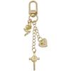 Gold Rose Heart Wings Cross Alloy Keychain Pendant