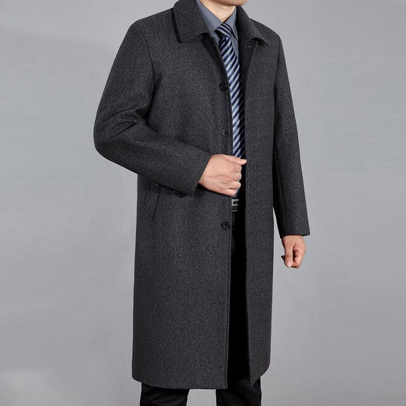 Trench-coat Mi-long Homme En Laine - Manteau D'hiver Chaud Avec Imprimé - Caban Décontracté à Simple Boutonnage