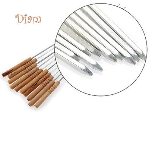 Hara 10 Pcs BBQ Barbecue Roasting Needle Roasting Tools Brochette Tong Kebabe Skewers