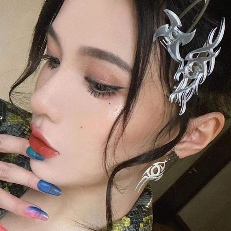 Punk Flame Dragon Duckbill Clips Totem Hair Side Clips Halloween Hair Grips Ponytail Decoration Cosplay Hair Barrettes