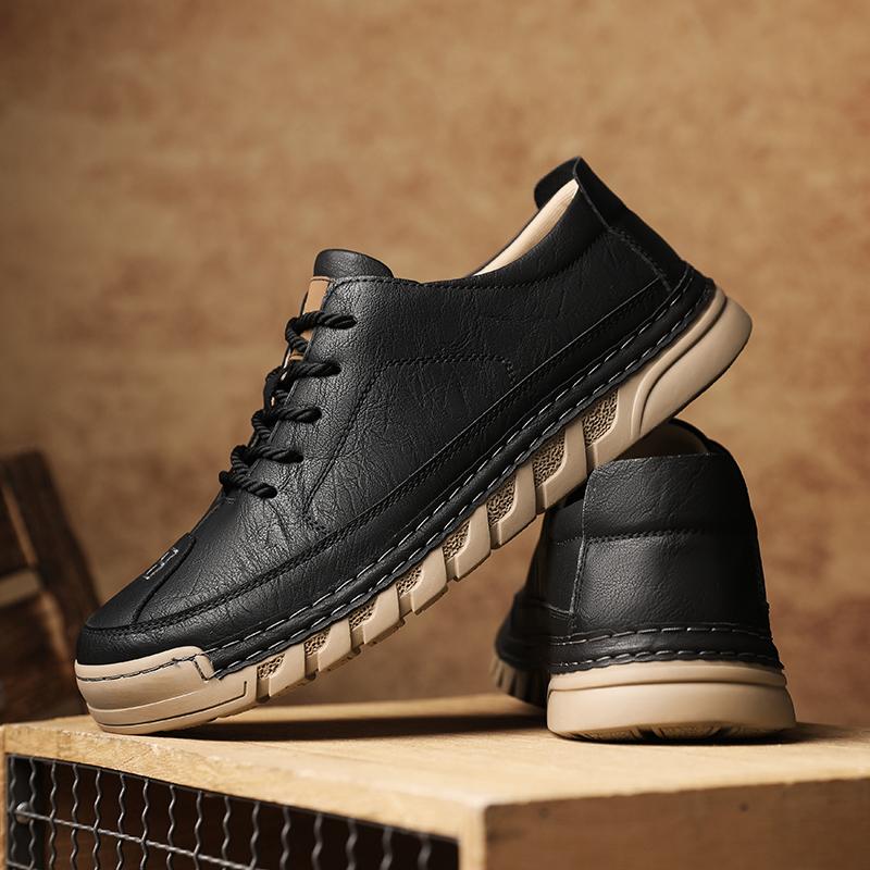 Fashion Lightweight Men's Casual Leather Shoes Comfortable Walking Shoes Suitable for Daily Wear Hiking Shoes Treking Footwear Sneakers