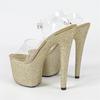 Fashion Eilyken Street Style Sequin Cloth PVC Transparent Buckle Strap Women Sandals Sexy Stiletto High Heels Stripper Prom Shoes