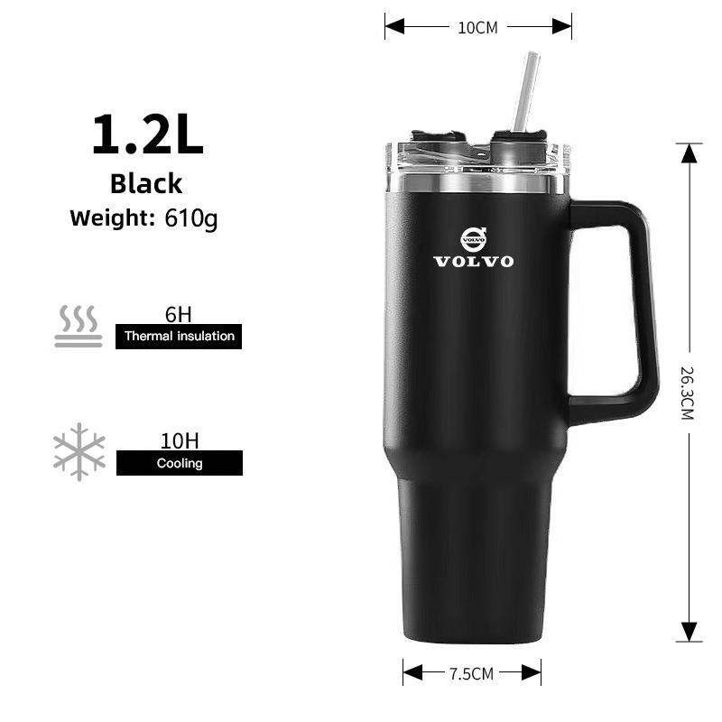 AABAO1 Car Logo Thermos Cup High Quality Insulated Thermos Double Wall Thermal Iced Travel Cup For Volvo V50 S60 S90 S80L EX30 V40 XC90