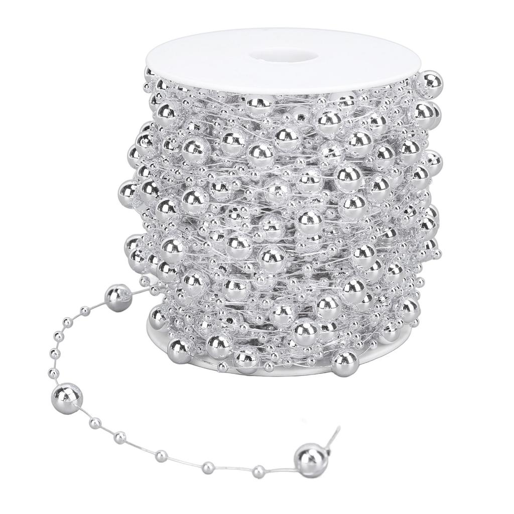 1 Roll Prl Bds Chain Artificial Prl Strand Trim String for Flower Wrth Wedding Bouquet Party Decoration