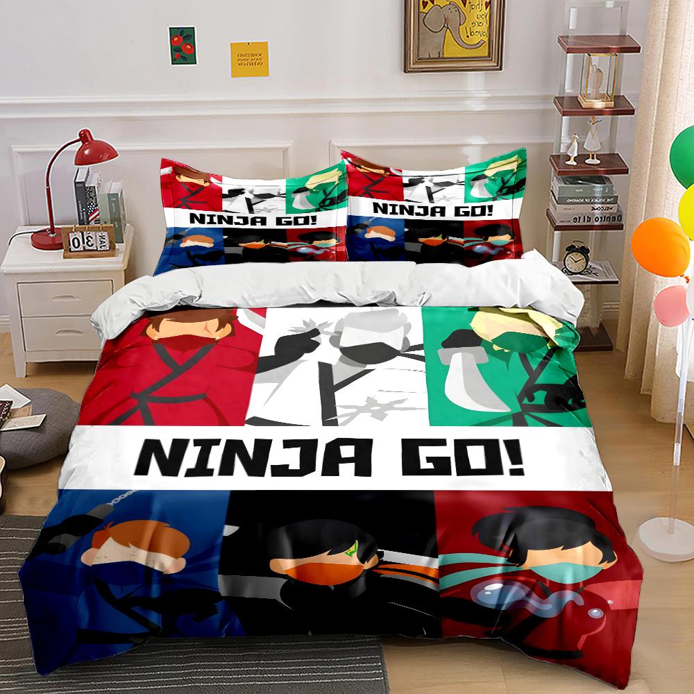 Multiple Sizes Cartoon Ninja Game Printed Bedding Set 1 Duvet Cover 2 Pillowcases Boys Girls Children Luxury Gifts