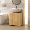 Suspended Under-Sink Bathroom Cabinet with 2 Doors and 2 Shelves in Wood, Natural Color