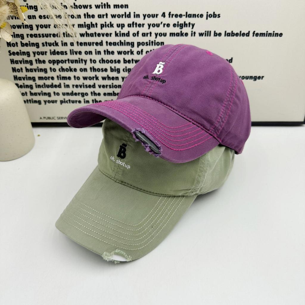 American Retro Edged Baseball Cap Women's Soft Top Letter B Embroidered Cap Showing Face Small Versatile Sun Hat Men