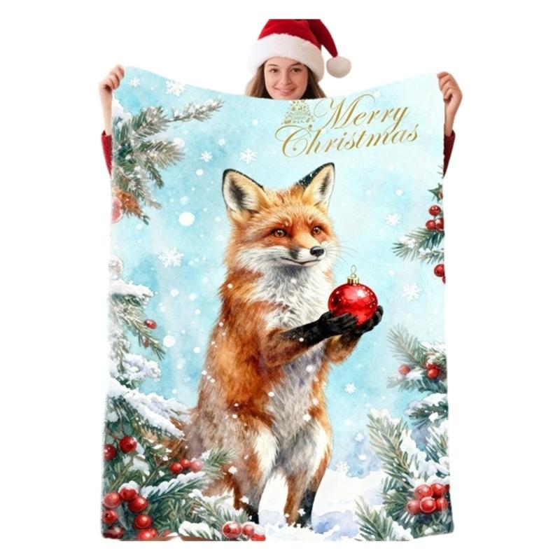 (1pc)Lovely Christmas Animal Blanket Fuzzy Cartoon Blanket for Kids Teens Great New Year Gifts