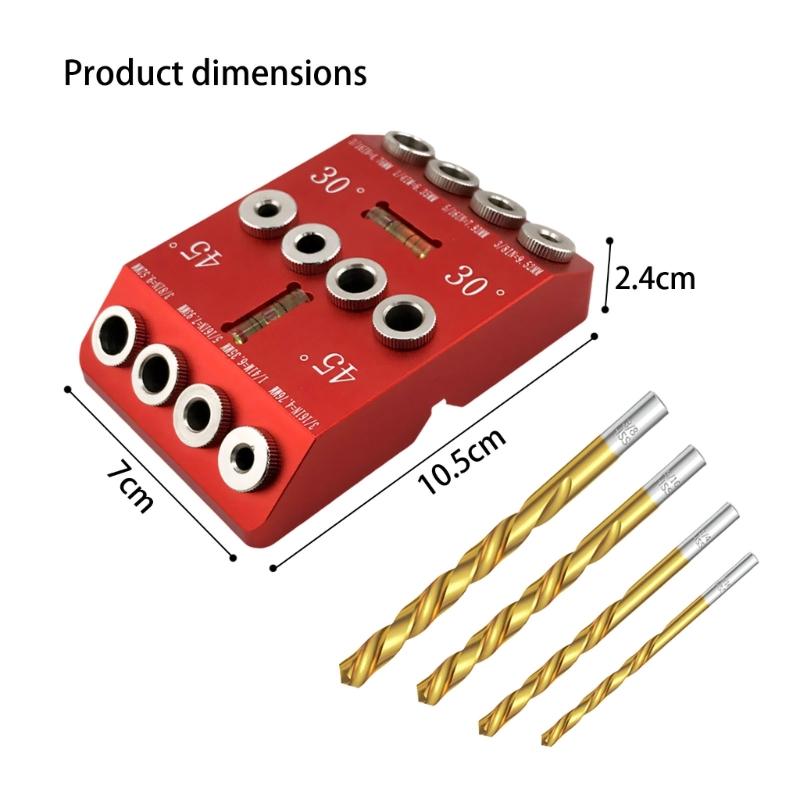 Professional Woodworking Drill Guide highlighting Fixed 30 45 90 Degree Positions For Exact Hole Placement On track Components