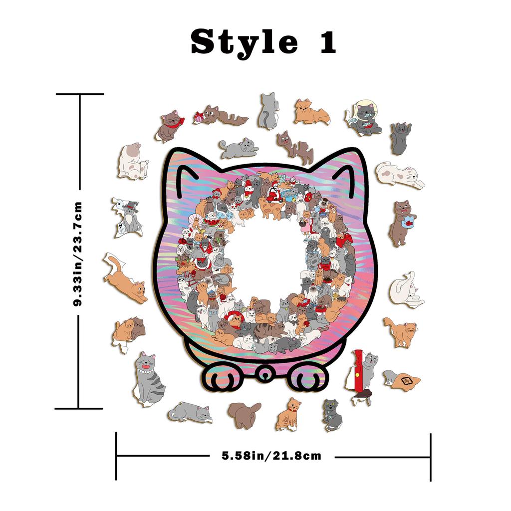 Cat Puzzle Toy Wooden Special-Shaped Puzzle Model Decompression Puzzle Handmade Puzzle